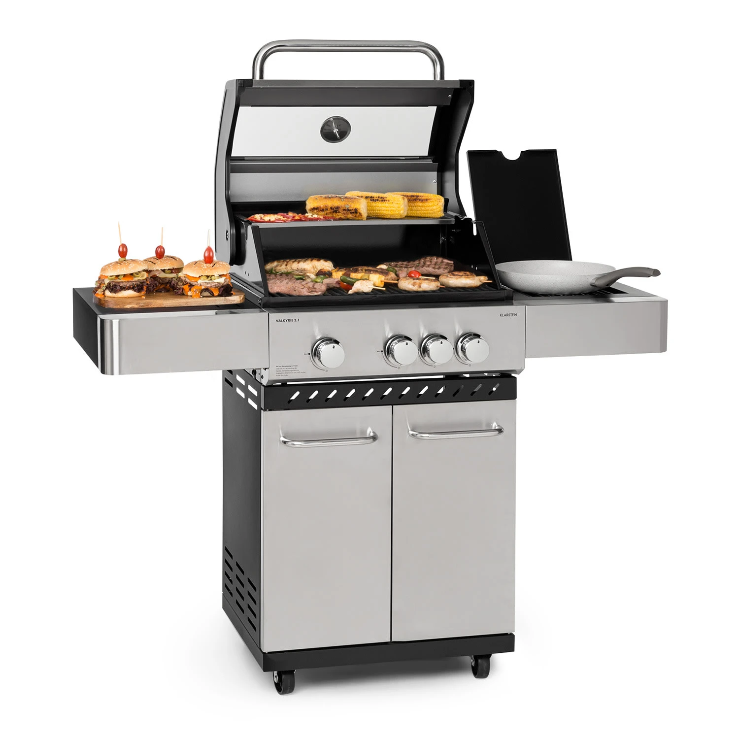 Valkyrie Gasgrill 3x3,2 + 2,9 KW Sichtfenster 54x42 Cm Grill Edelstahl 1 Valkyrie Gasgrill 3x3,2 + 2,9 KW Sichtfenster 54x42 Cm Grill Edelstahl