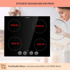 Kochheld 4-Zonen-Induktionskochfeld 6000W Dreh-Regler Glas Schwarz -Haushaltsgerätegeschäft 10034947 de 0003 usp
