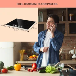 Kochheld 4-Zonen-Induktionskochfeld 6000W Dreh-Regler Glas Schwarz -Haushaltsgerätegeschäft 10034947 de 0006 usp