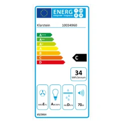 Contempo Unterbau-Dunstabzugshaube 60cm 175m³/h LED Edelstahl Acryl Weiß -Haushaltsgerätegeschäft 10034960 energy label