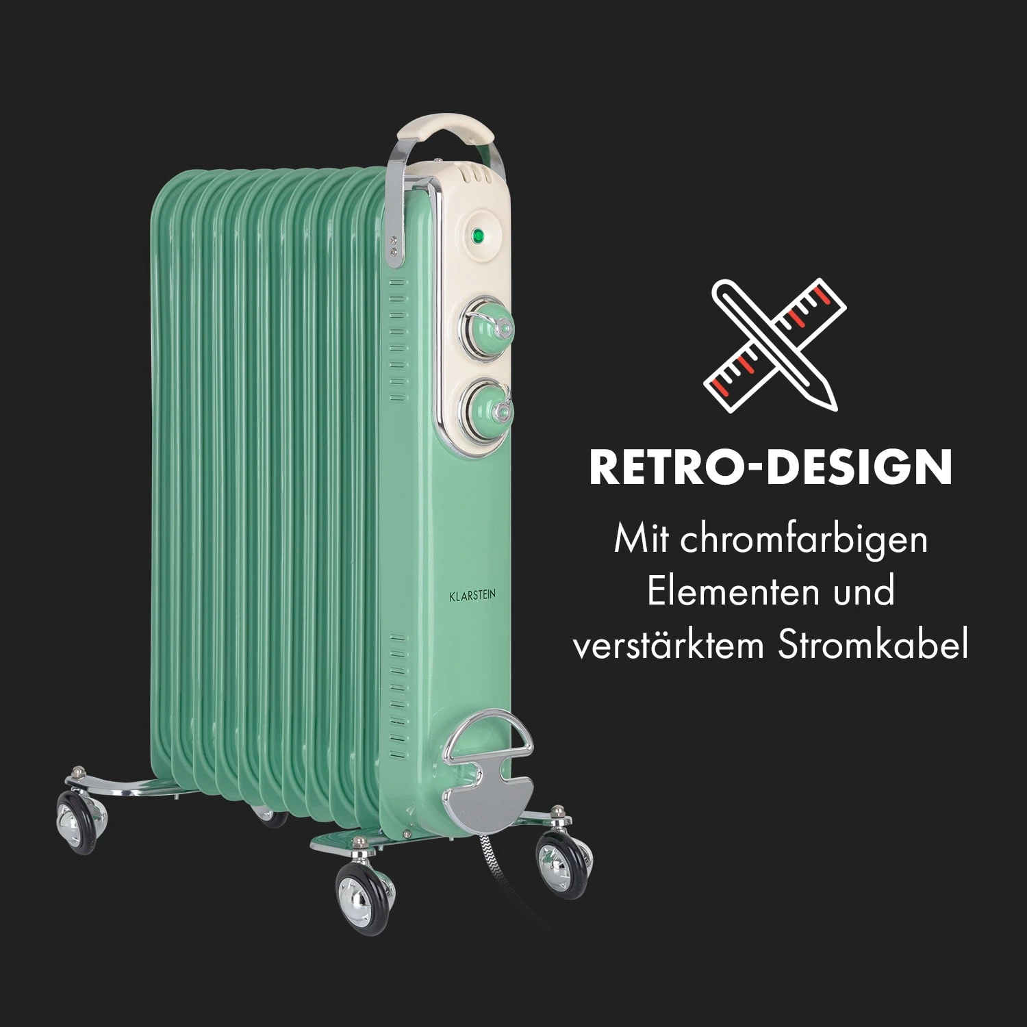 Thermaxx Retroheat Ölradiator 2500W Bodenrollen 3 Thermaxx Retroheat Ölradiator 2500W Bodenrollen – Bild 3