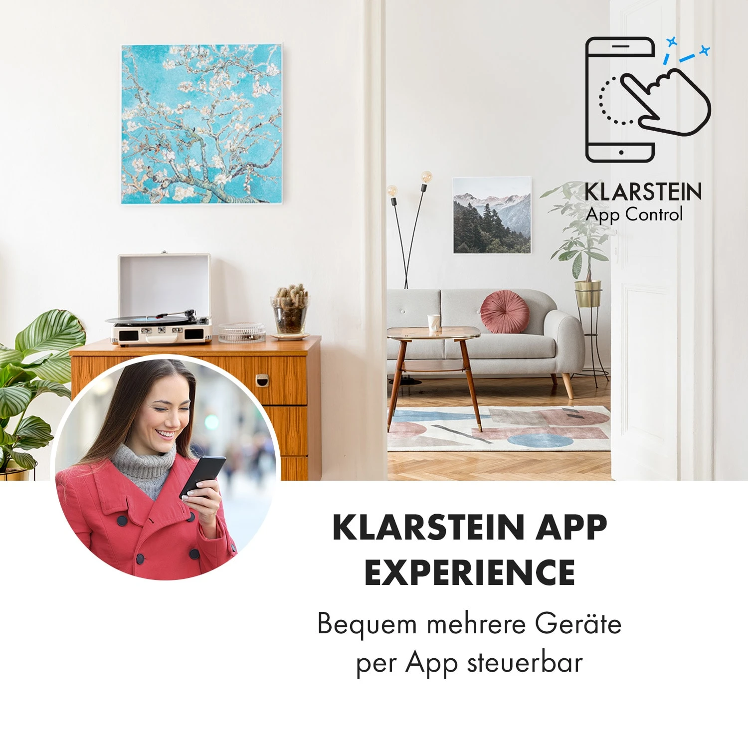 Wonderwall Air Art Smart Infrarotheizung 60x60cm 350W Wandinstallation App-Steuerung Mandelblüten 2 Wonderwall Air Art Smart Infrarotheizung 60x60cm 350W Wandinstallation App-Steuerung Mandelblüten – Bild 2