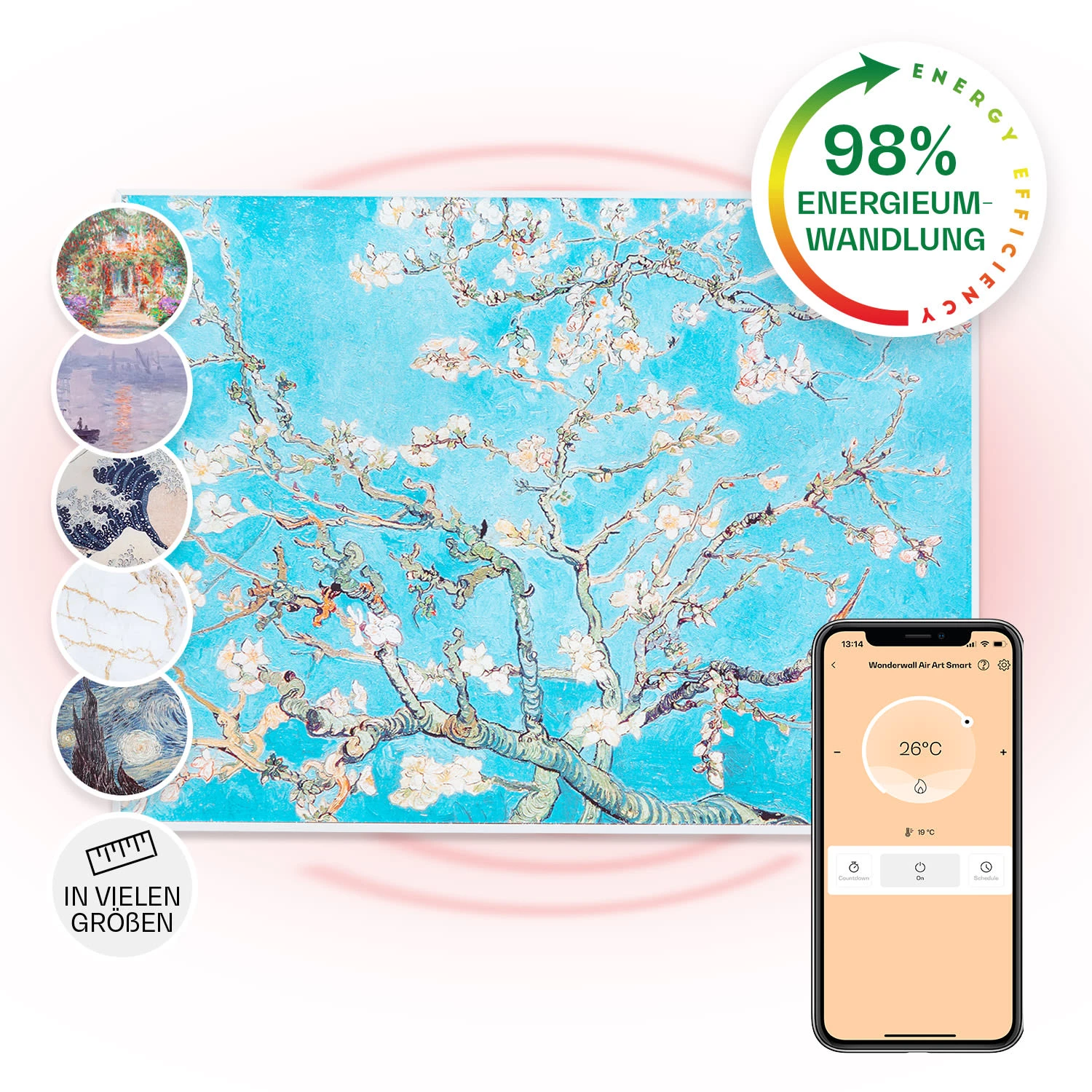 Wonderwall Air Art Smart Infrarotheizung 80x60cm 500W Wandmontage Blüten 1 Wonderwall Air Art Smart Infrarotheizung 80x60cm 500W Wandmontage Blüten