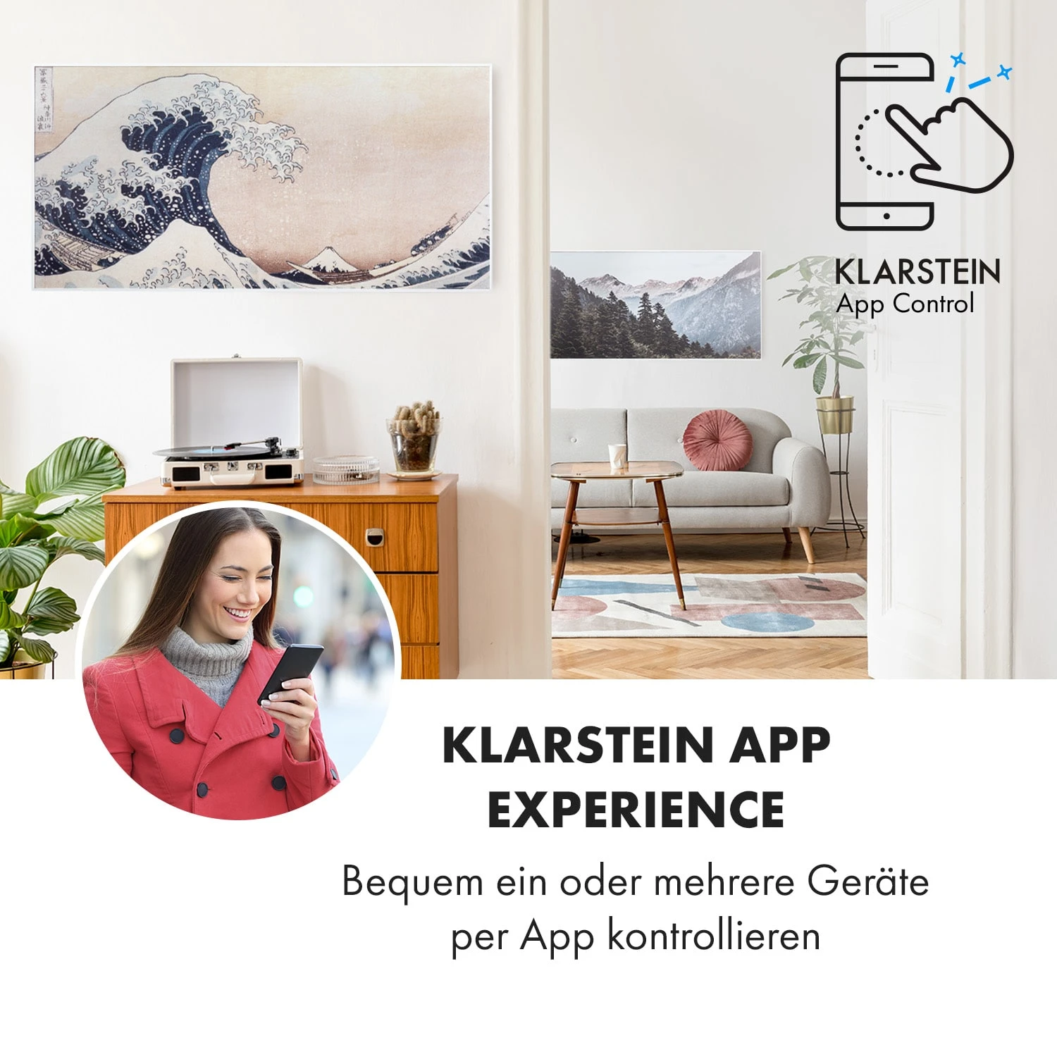 Wonderwall Air Art Smart Infrarotheizung 120x60cm 700W Wandinstallation App-Steuerung Wellen 2 Wonderwall Air Art Smart Infrarotheizung 120x60cm 700W Wandinstallation App-Steuerung Wellen – Bild 2