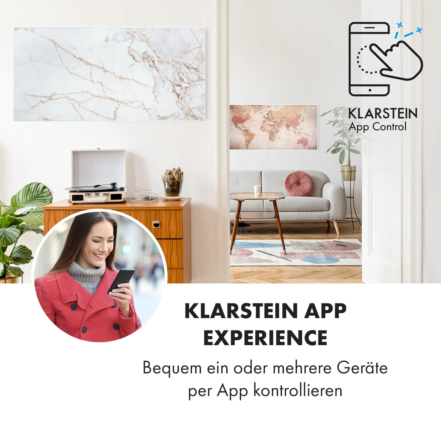 Wonderwall Air Art Smart Infrarotheizung 120x60cm 700W Wandinstallation App-Steuerung Marmor I 2 Wonderwall Air Art Smart Infrarotheizung 120x60cm 700W Wandinstallation App-Steuerung Marmor I – Bild 2