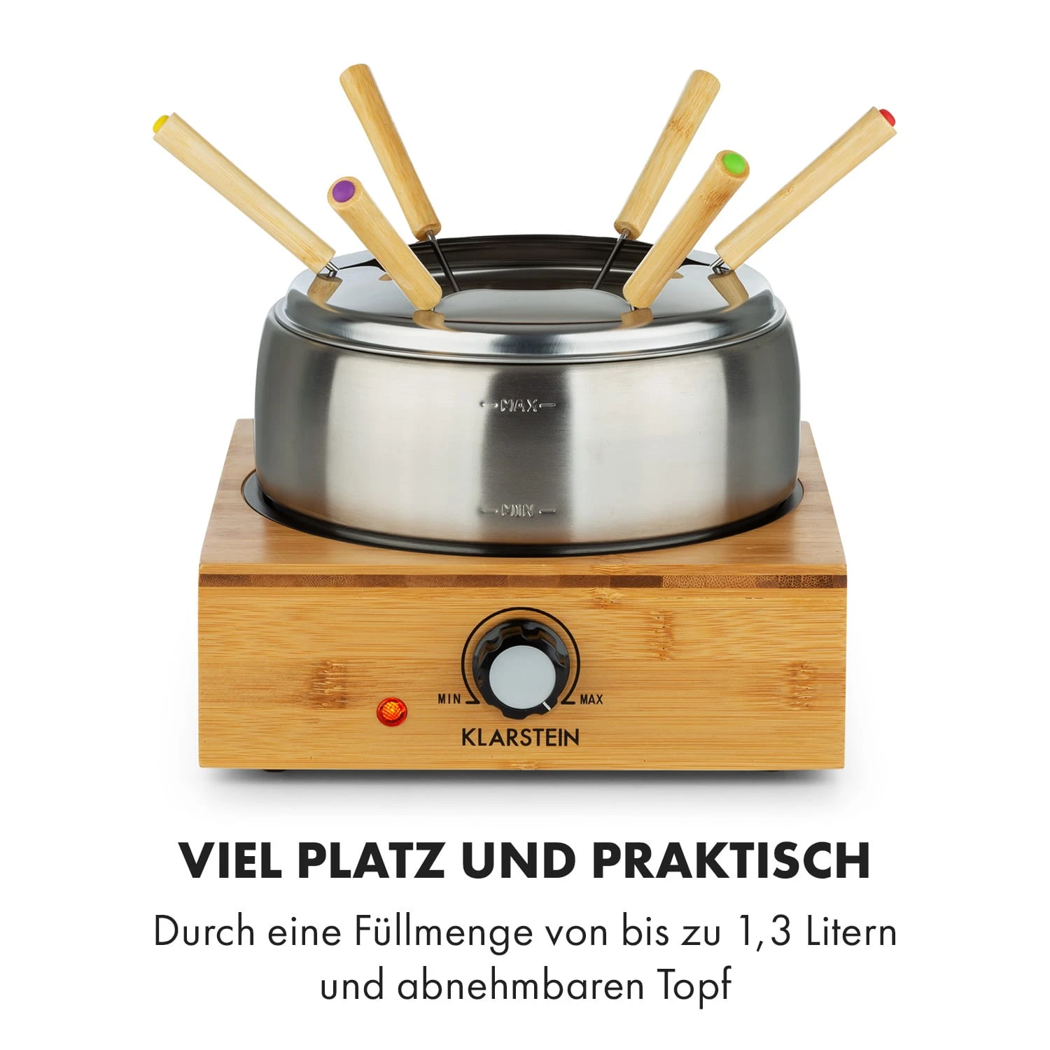 Bambus Fondue Edelstahl-Topf 800W 6 Bambus Fondue Edelstahl-Topf 800W – Bild 6