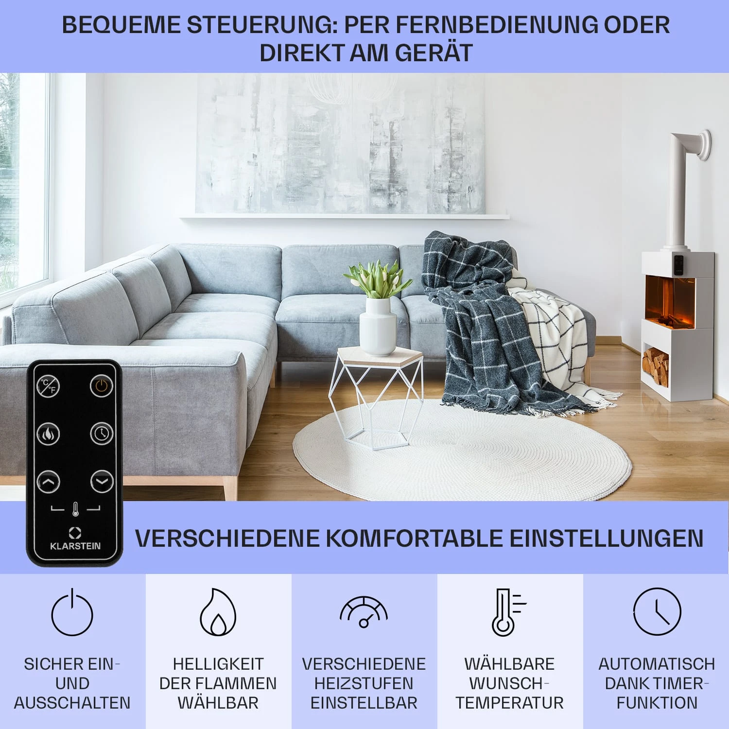 Zermatt Elektrischer Kamin 900/1800W Thermostat Flammenillusion 6 Zermatt Elektrischer Kamin 900/1800W Thermostat Flammenillusion – Bild 6