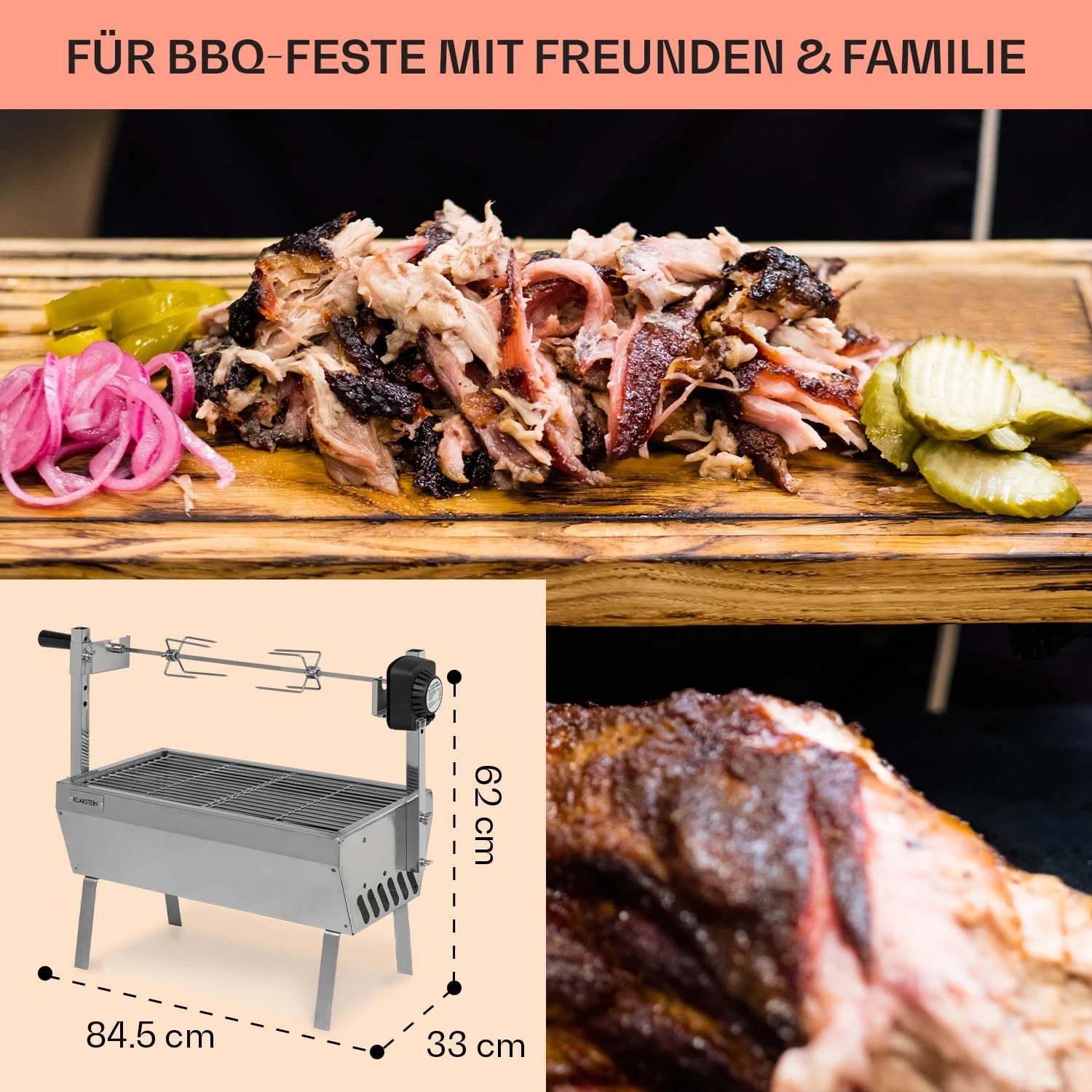 Sauenland Mini Rotisserie-Grill Drehspieß 4W 12kg Max. Edelstahl 6 Sauenland Mini Rotisserie-Grill Drehspieß 4W 12kg Max. Edelstahl – Bild 6