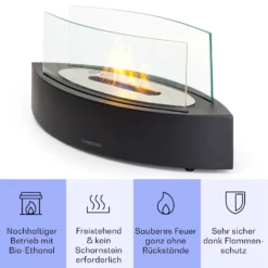 Phantasma Curve Ethanol-Kamin Rauch- & Geruchlos Edelstahl-Brenner Sicherheitsglas -Haushaltsgerätegeschäft 10035457 de 0003 usp