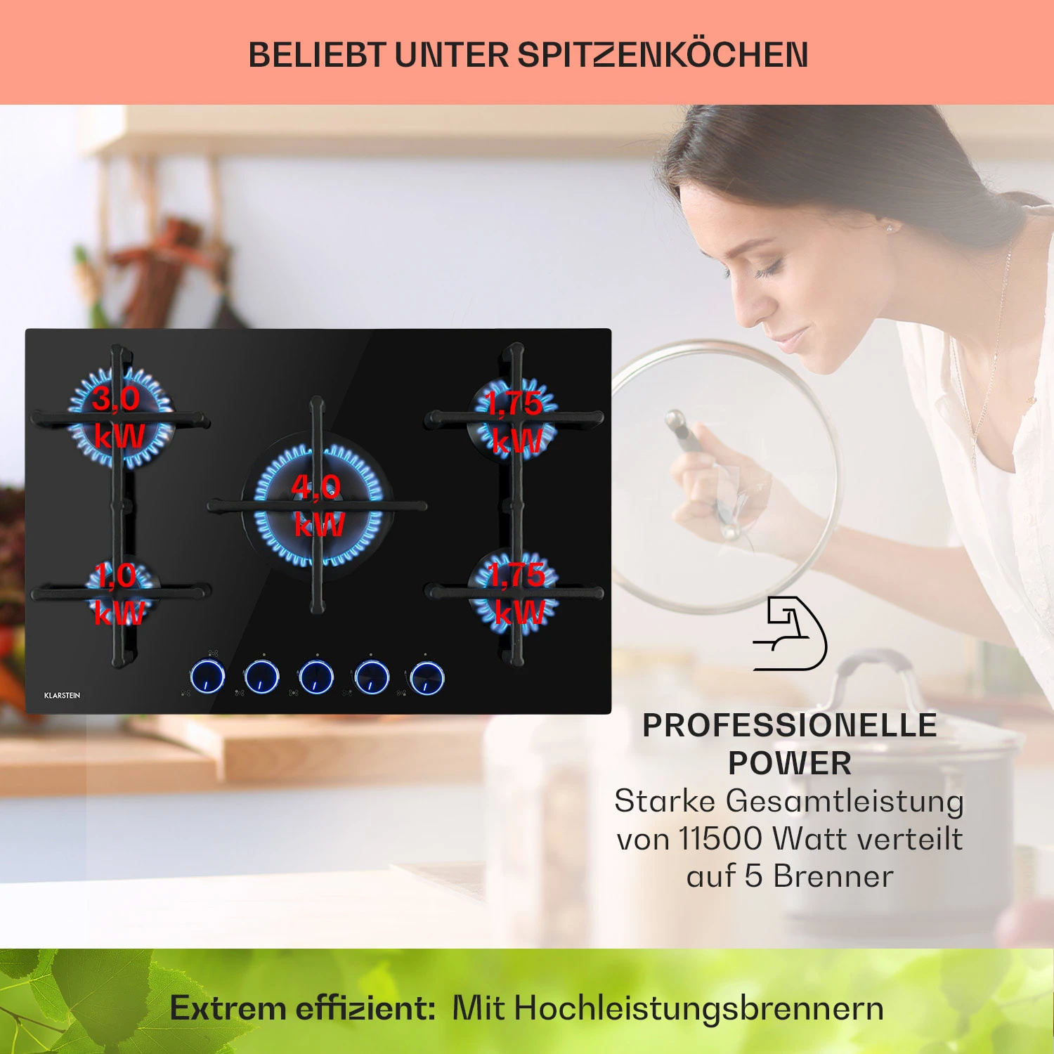 Illuminosa 5 Gaskochfeld 5-flammig Sabaf-Brenner Glaskeramik 3 Illuminosa 5 Gaskochfeld 5-flammig Sabaf-Brenner Glaskeramik – Bild 3