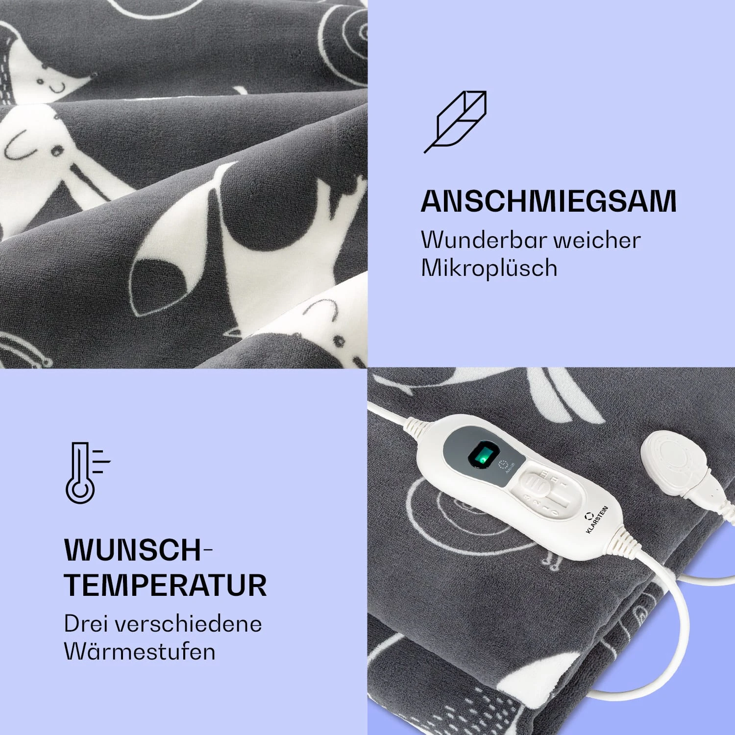 Dr. Watson XXL Heizdecke 3 Stufen Waschbar 200x180cm Coral Fleece 3 Dr. Watson XXL Heizdecke 3 Stufen Waschbar 200x180cm Coral Fleece – Bild 3