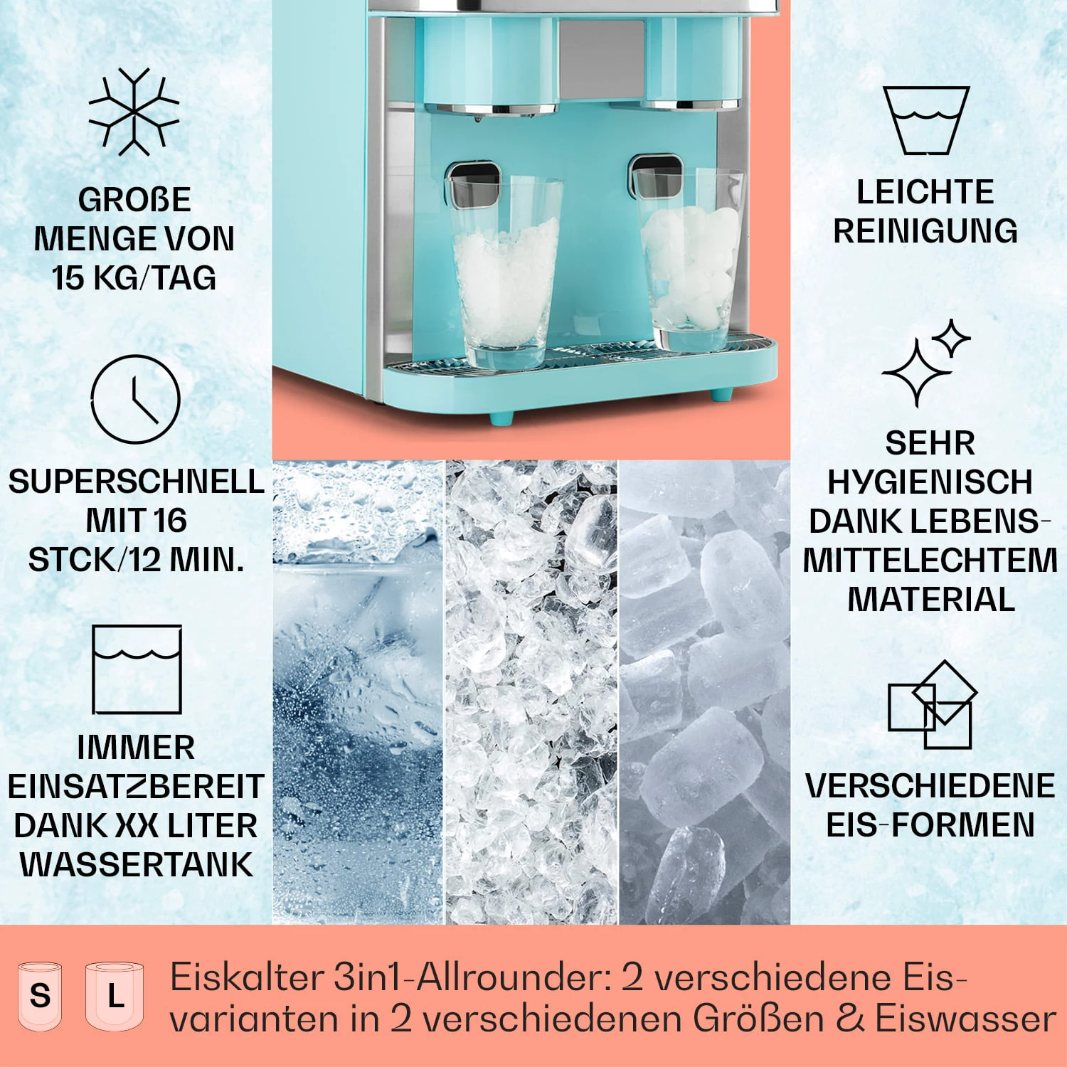 Eiszeit Crush Eiswürfelmaschine 2 Größen Crushed Ice 2 Eiszeit Crush Eiswürfelmaschine 2 Größen Crushed Ice – Bild 2