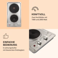 Appetito Domino Elektrokochfeld 2 Platten 3000 Watt Edelstahl 9 Appetito Domino Elektrokochfeld 2 Platten 3000 Watt Edelstahl -Haushaltsgerätegeschäft 10035700 de 0003 logo