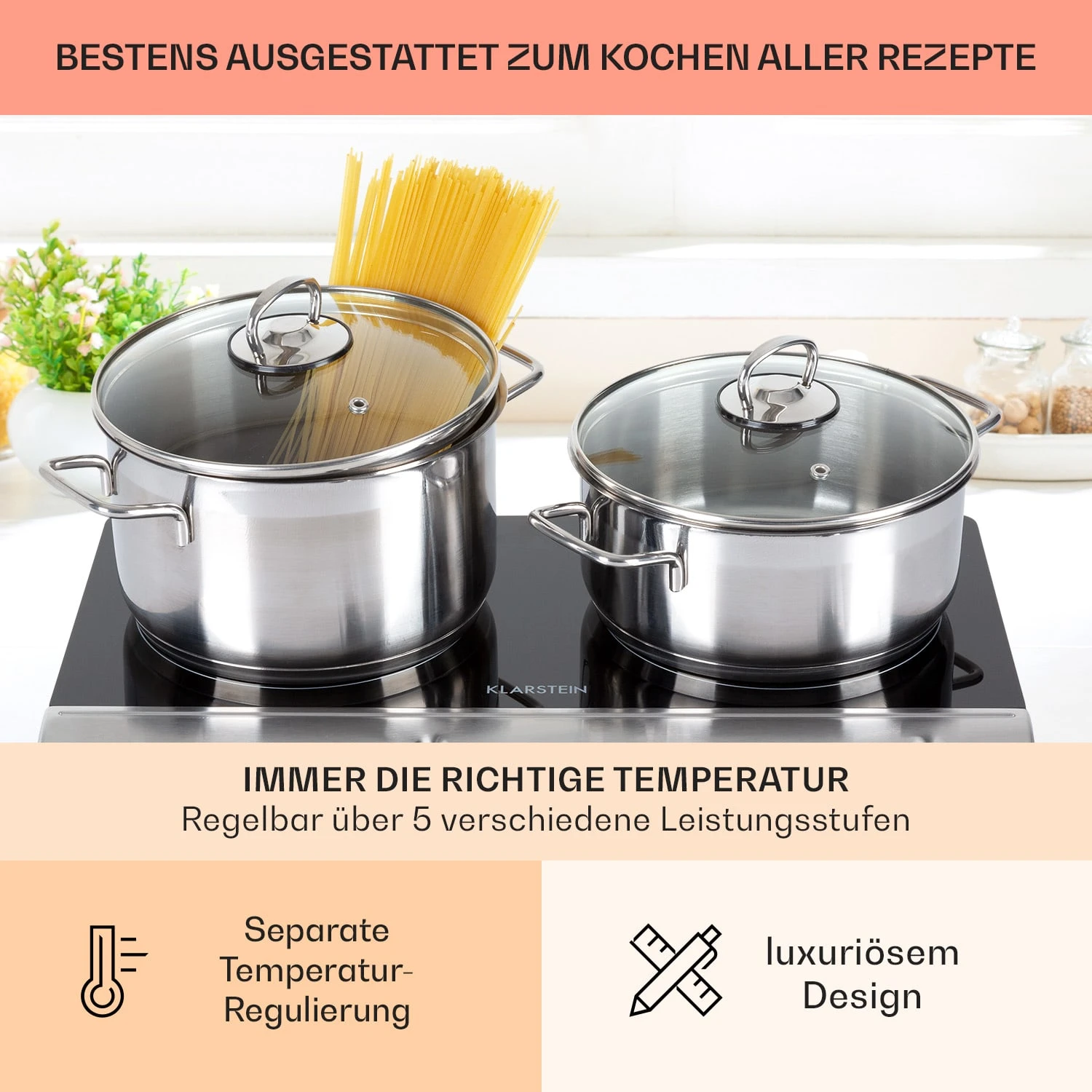 Cookbuddy Doppel-Kochfeld 2400W 5 Leistungsstufen Glaskeramik 5 Cookbuddy Doppel-Kochfeld 2400W 5 Leistungsstufen Glaskeramik – Bild 5