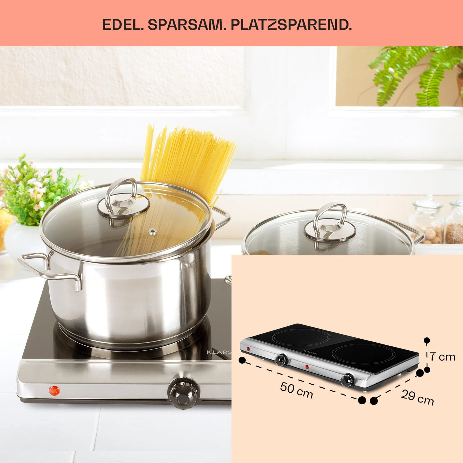 Cookbuddy Doppel-Kochfeld 2400W 5 Leistungsstufen Glaskeramik 6 Cookbuddy Doppel-Kochfeld 2400W 5 Leistungsstufen Glaskeramik – Bild 6