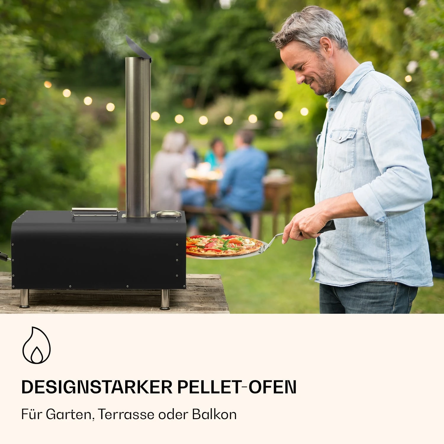 Diavolo Pizza-Pelletofen Inkl. Pizzastein Thermometer Edelstahl 2 Diavolo Pizza-Pelletofen Inkl. Pizzastein Thermometer Edelstahl – Bild 2