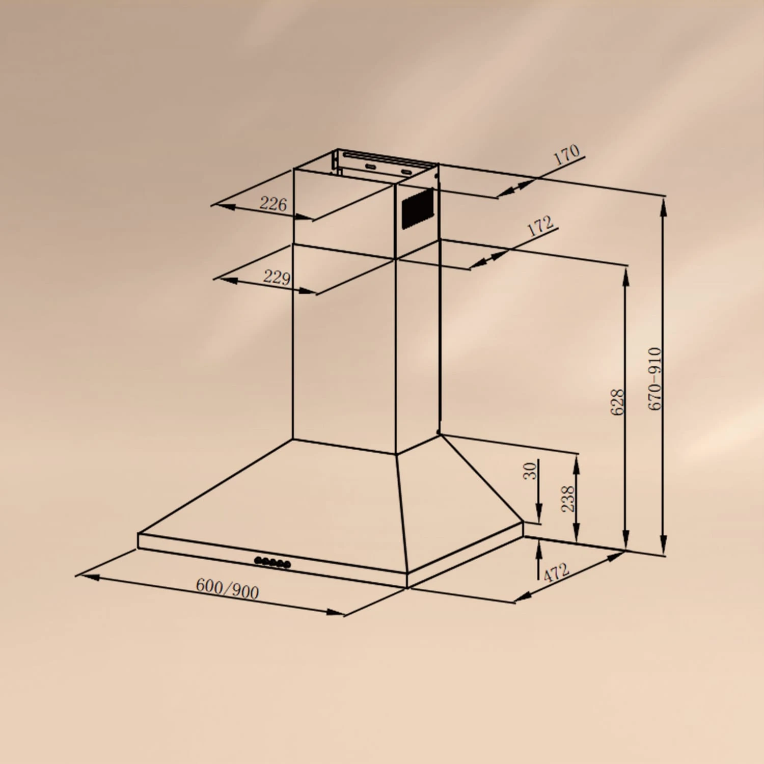 Victoria 90 Dunstabzugshaube 90cm Retro-Design 644,5m³/h 2 LED-Lampen 6 Victoria 90 Dunstabzugshaube 90cm Retro-Design 644,5m³/h 2 LED-Lampen – Bild 6