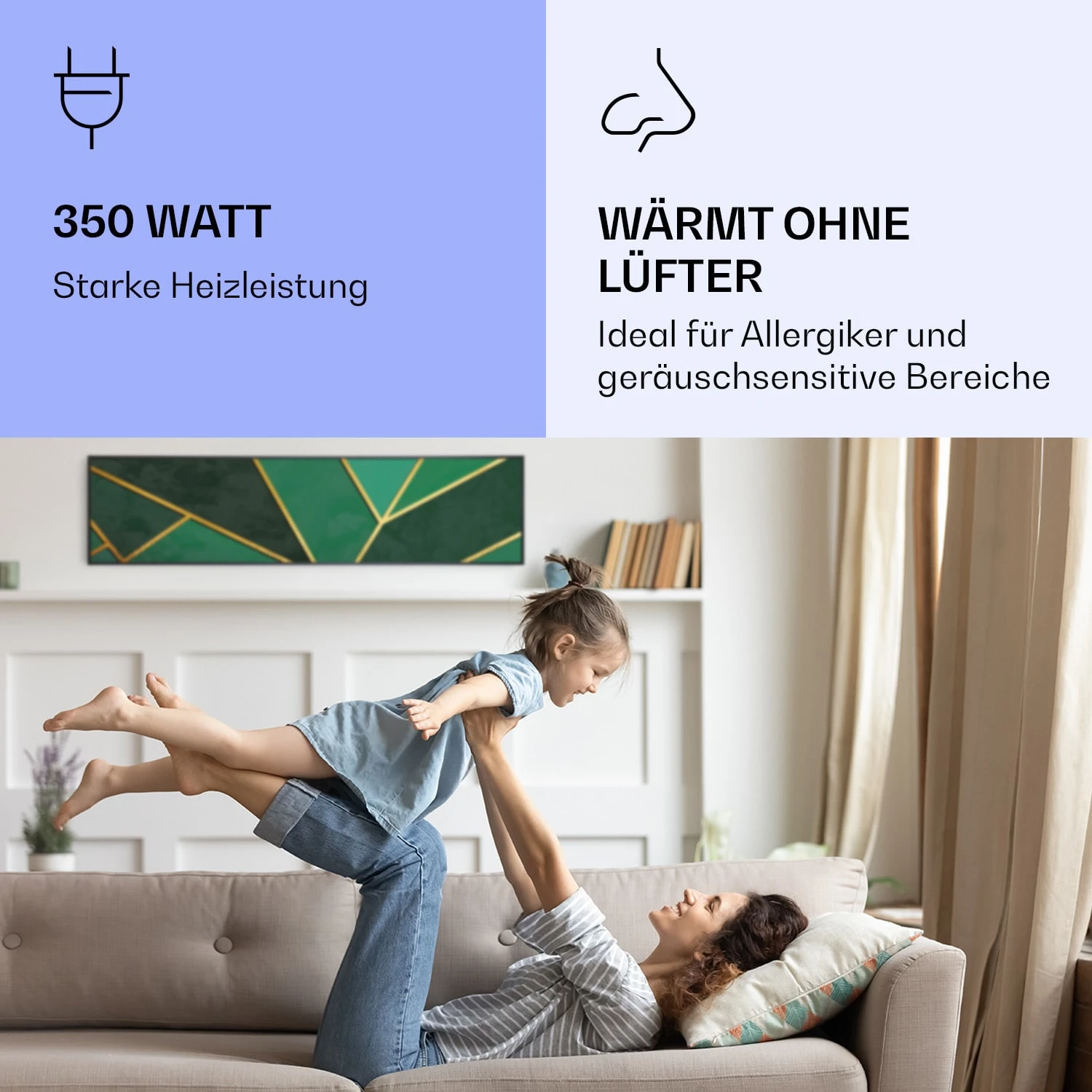 Wonderwall Air Art Smart Infrarotheizung Grüne Linie 120x30cm 350W 5 Wonderwall Air Art Smart Infrarotheizung Grüne Linie 120x30cm 350W – Bild 5