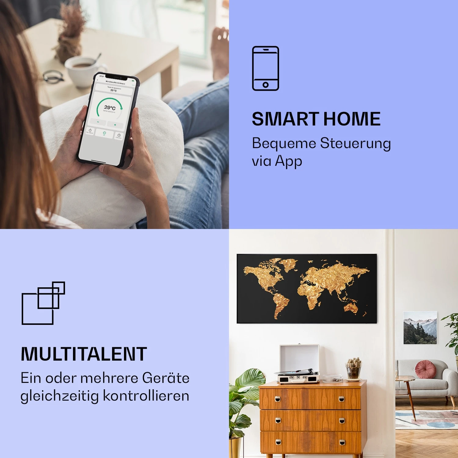 Wonderwall Air Art Smart Infrarotheizung Goldene Karte 120x60cm 700W 2 Wonderwall Air Art Smart Infrarotheizung Goldene Karte 120x60cm 700W – Bild 2