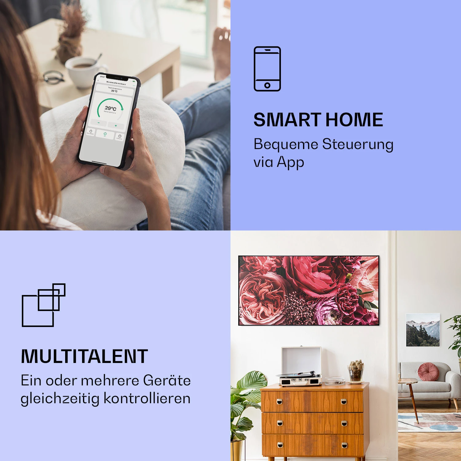 Wonderwall Air Art Smart Infrarotheizung Blume 120x60cm 700W 2 Wonderwall Air Art Smart Infrarotheizung Blume 120x60cm 700W – Bild 2