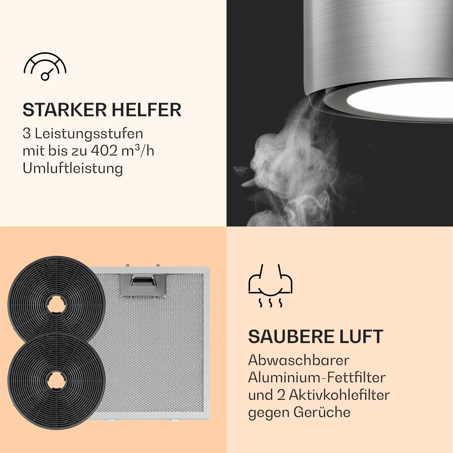 Skyfall Smart Inselabzugshaube Ø45cm Umluft 402m³/h LED 5 Skyfall Smart Inselabzugshaube Ø45cm Umluft 402m³/h LED – Bild 5