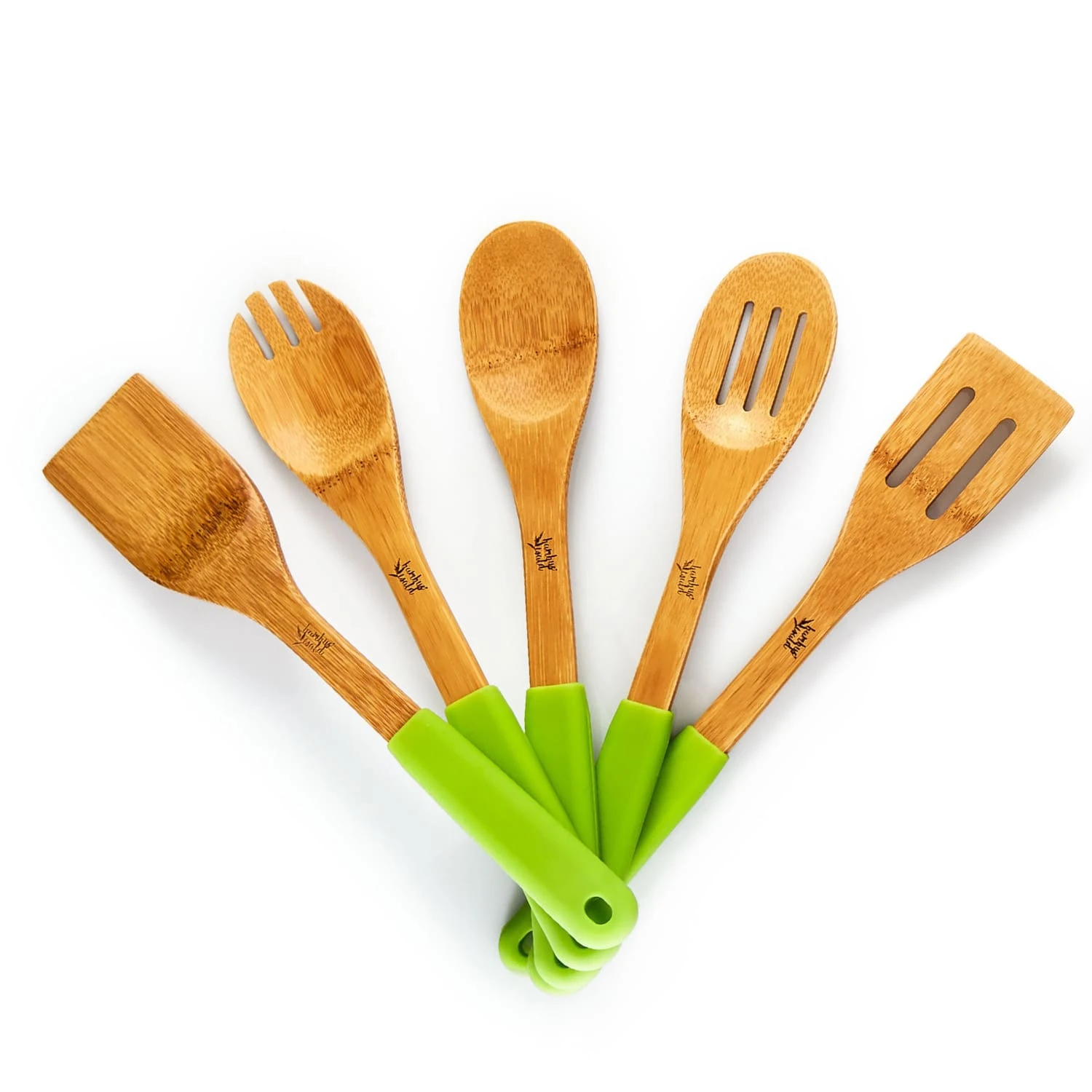 Küchenzubehör 5er-Set Pfannenwender Silikongriffe Nachhaltig Bambus 1 Küchenzubehör 5er-Set Pfannenwender Silikongriffe Nachhaltig Bambus