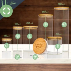 Rundes Glas Mit Bambusdeckel 4er-Set Inhalt: 600 Ml, 1000 Ml, 1500 Ml, 1800 Ml 15 Rundes Glas Mit Bambusdeckel 4er-Set Inhalt: 600 Ml, 1000 Ml, 1500 Ml, 1800 Ml -Haushaltsgerätegeschäft 10038254 yy 0008 logo