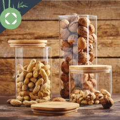 Eckiges Glas Mit Bambusdeckel Luftdicht Mit Silikonring 10x16x10 Cm 3x 1200 Ml -Haushaltsgerätegeschäft 10038257 yy 0004 logo