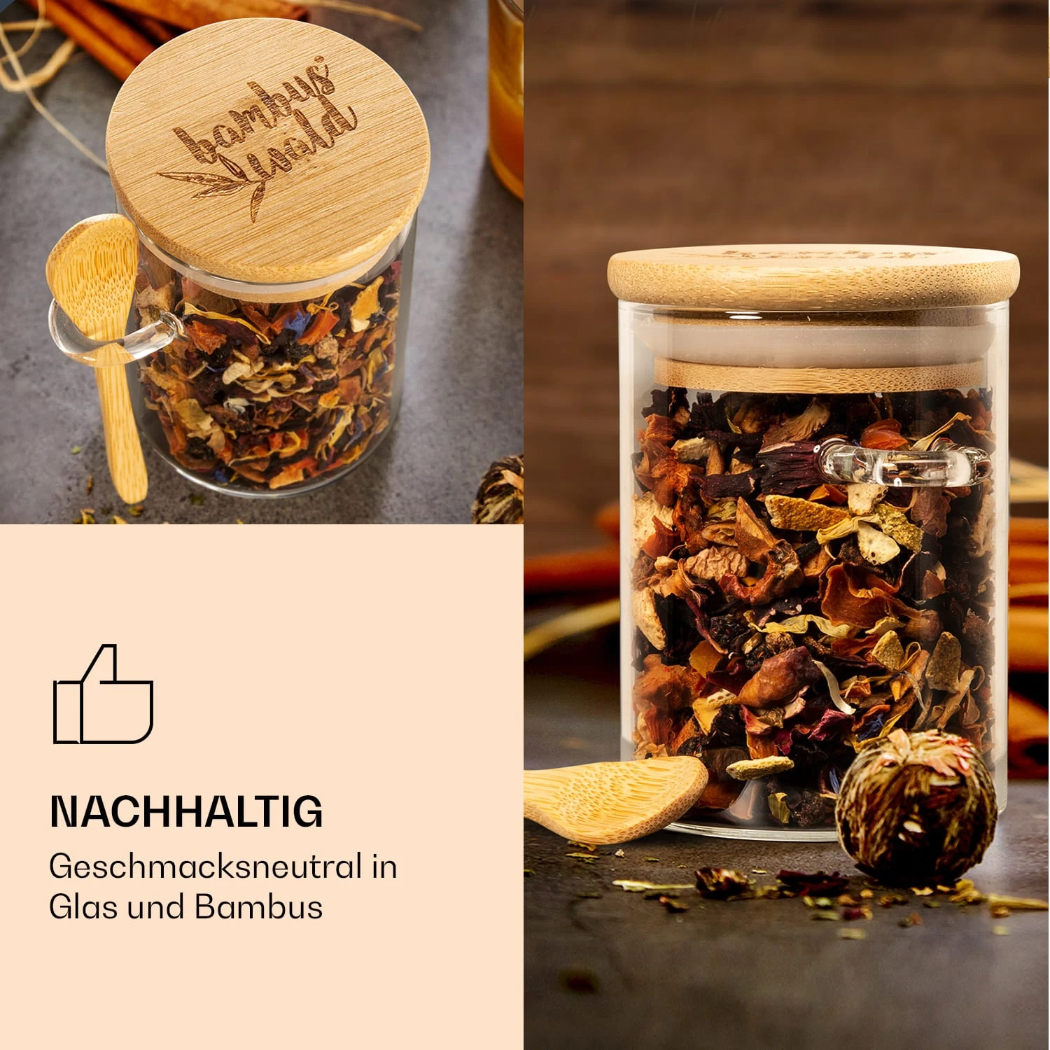 Gewürzgläser Mit Bambuslöffel 6 Stück Je 200 Ml Luftdicht 6 Gewürzgläser Mit Bambuslöffel 6 Stück Je 200 Ml Luftdicht – Bild 6