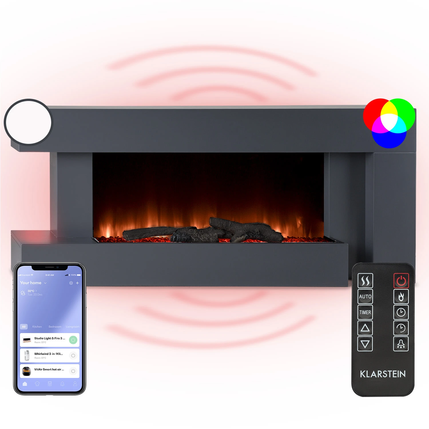 Studio Light & Fire 2 Smart Kamin 1000/2000W MDF WiFi-Steuerung 1 Studio Light & Fire 2 Smart Kamin 1000/2000W MDF WiFi-Steuerung