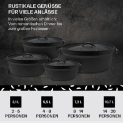 Galloway Dutch Oven 6.0 BBQ-Topf Gusseisen Voreingebrannt Größe M / 6 Qt -Haushaltsgerätegeschäft 10038581 de 0006 usp