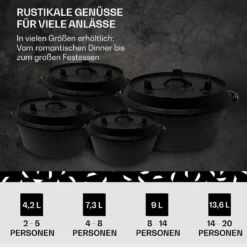Guernsey Premium Dutch Oven 12.0 BBQ-Topf Gusseisen Voreingebrannt Größe XL / 12 Qt -Haushaltsgerätegeschäft 10038640 de 0006 usp