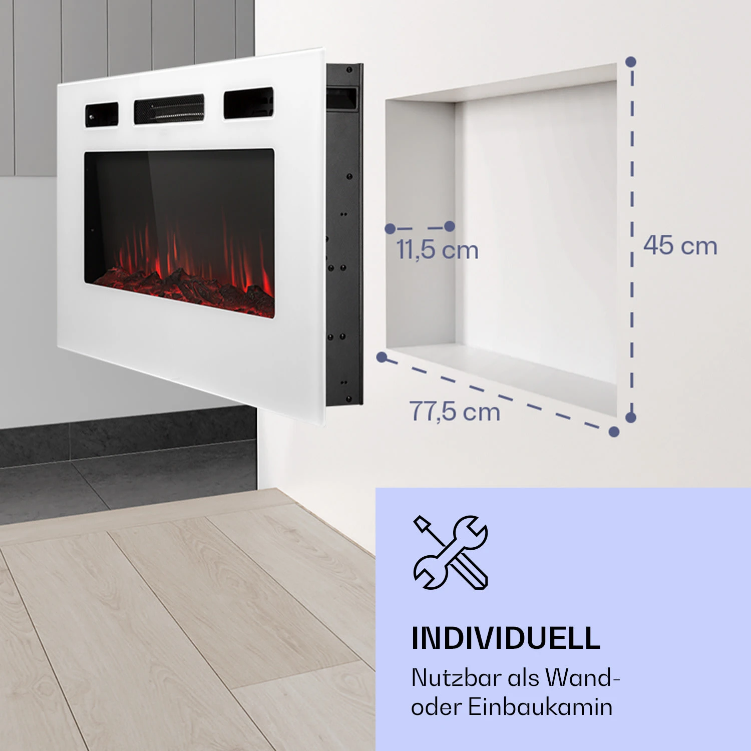 Galeras Elektrischer Wand- Und Einbaukamin 1800 W LED 3 Farben Timer 5 Galeras Elektrischer Wand- Und Einbaukamin 1800 W LED 3 Farben Timer – Bild 5