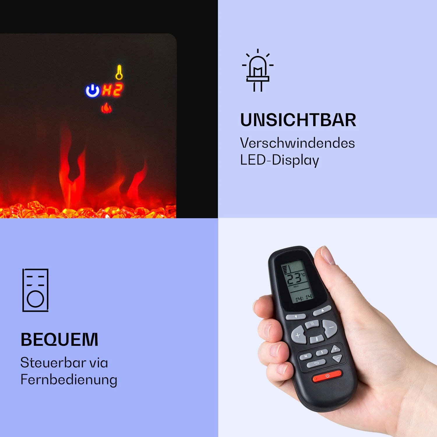 Galeras Elektrischer Wand- Und Einbaukamin 1800 W LED 3 Farben Timer 6 Galeras Elektrischer Wand- Und Einbaukamin 1800 W LED 3 Farben Timer – Bild 6