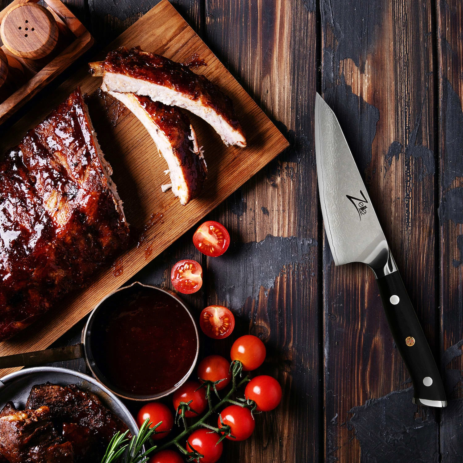 Alpha-Royal Japanese Serie 4,5" Honesuki Messer Damaszener-Stahl 3 Alpha-Royal Japanese Serie 4,5" Honesuki Messer Damaszener-Stahl – Bild 3