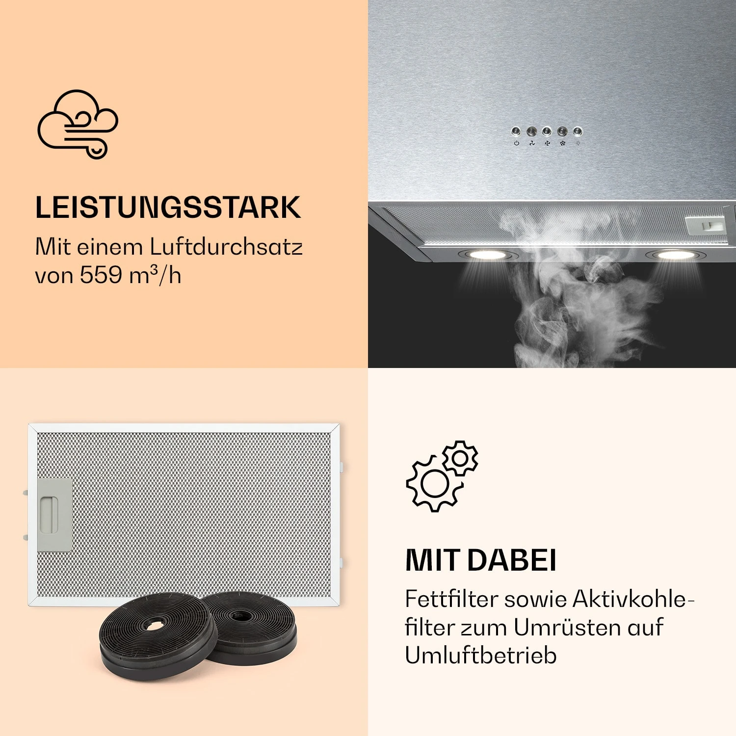 Monumenta Wandabzugshaube Aluminium 559m³/h LED EEK B 3 Monumenta Wandabzugshaube Aluminium 559m³/h LED EEK B – Bild 3