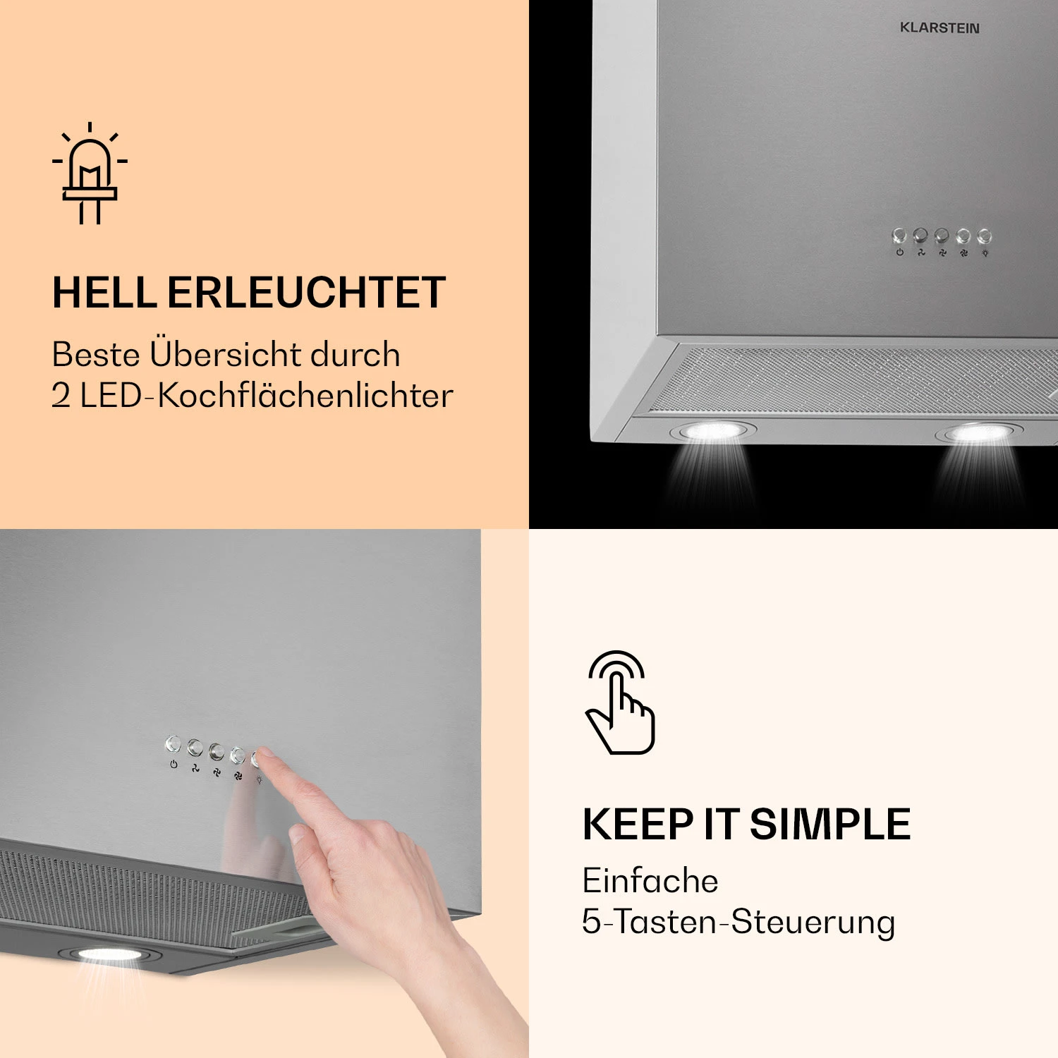 Monumenta Wandabzugshaube Aluminium 559m³/h LED EEK B 5 Monumenta Wandabzugshaube Aluminium 559m³/h LED EEK B – Bild 5