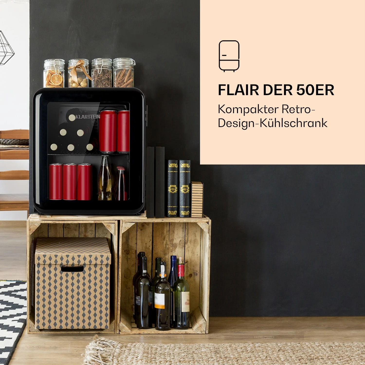 PopLife Getränkekühler Kühlschrank 0-10°C Retro-Design 2 PopLife Getränkekühler Kühlschrank 0-10°C Retro-Design – Bild 2