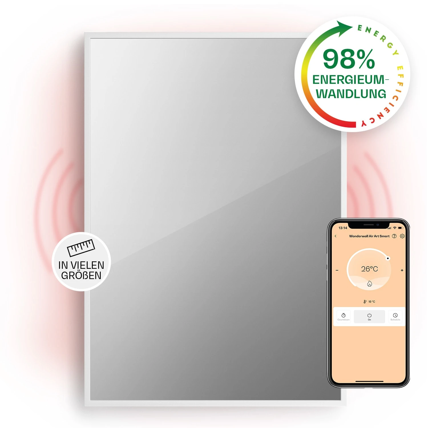 La Palma 750 Smart 2-in-1 Heizgerät Infrarot Konvektor 85x60cm 750W Spiegelfront 1 La Palma 750 Smart 2-in-1 Heizgerät Infrarot Konvektor 85x60cm 750W Spiegelfront