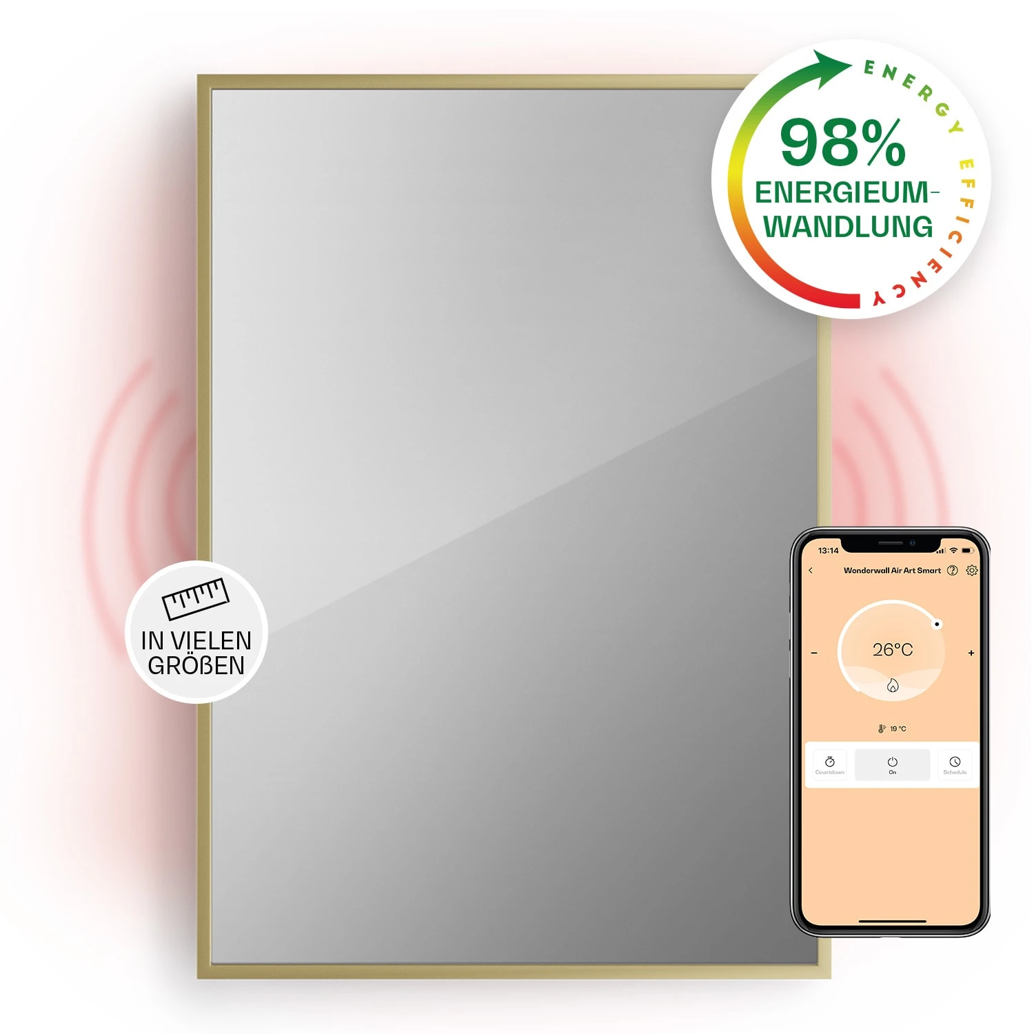 La Palma 750 Smart 2-in-1 Heizgerät Infrarot Konvektor 85x60cm 750W Spiegelfront 1 La Palma 750 Smart 2-in-1 Heizgerät Infrarot Konvektor 85x60cm 750W Spiegelfront