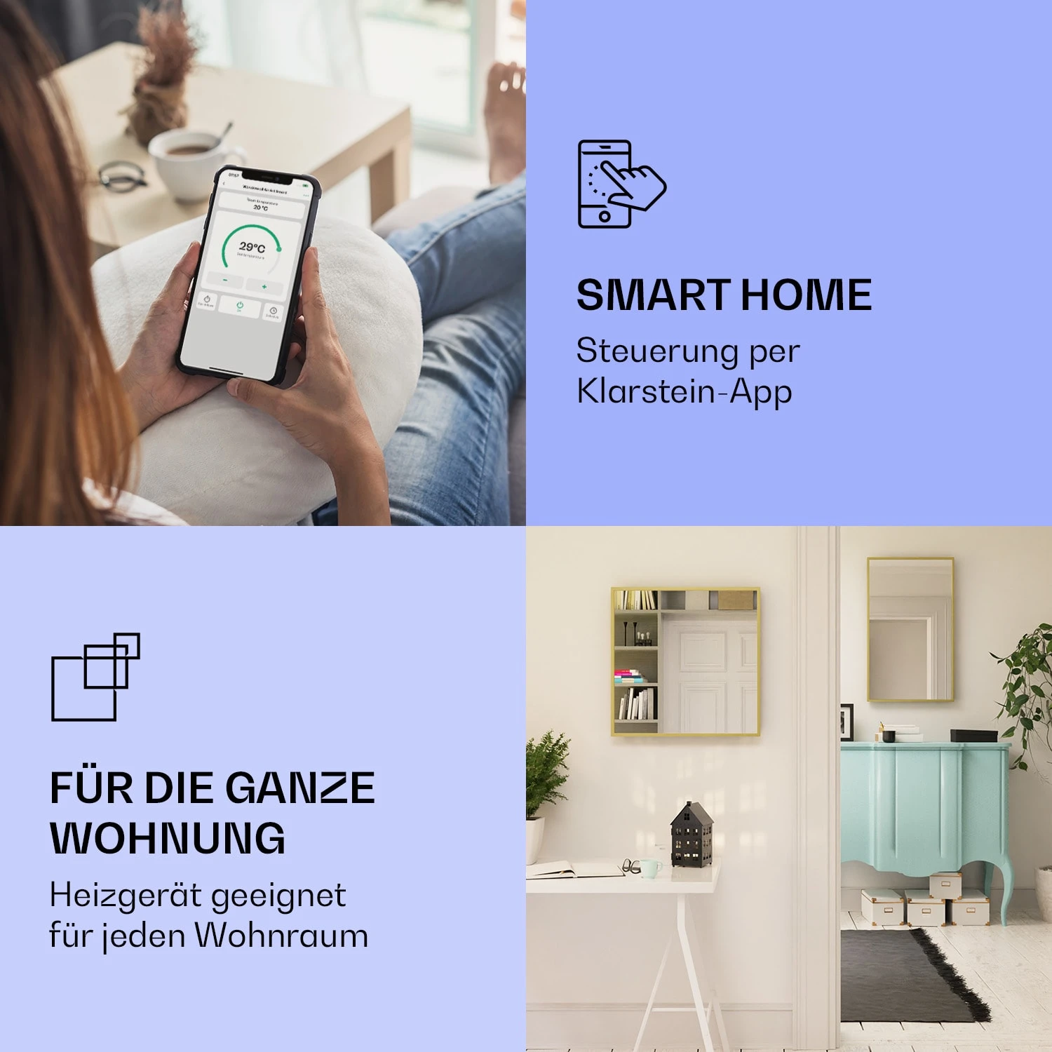 La Palma 1000 Smart 2-in-1 Heizgerät Infrarot Konvektor 120x60cm 1000W Spiegel 2 La Palma 1000 Smart 2-in-1 Heizgerät Infrarot Konvektor 120x60cm 1000W Spiegel – Bild 2