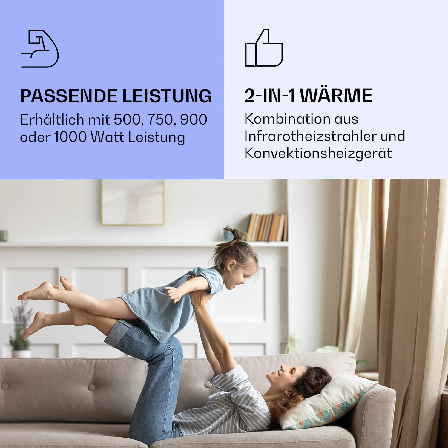 La Palma 1000 Smart 2-in-1 Heizgerät Infrarot Konvektor 120x60cm 1000W Spiegel 4 La Palma 1000 Smart 2-in-1 Heizgerät Infrarot Konvektor 120x60cm 1000W Spiegel – Bild 4