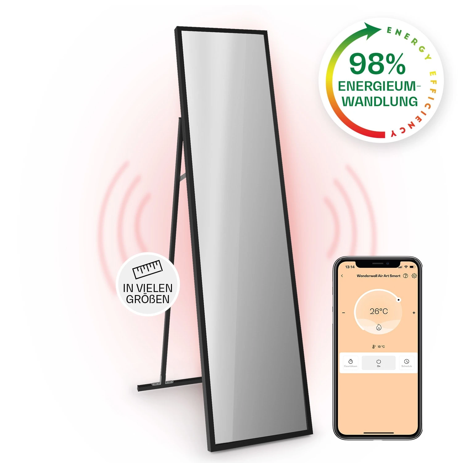 La Palma 900 Smart Infrarotstrahler Konvektor 40x160cm 900W Spiegel Standfuß 1 La Palma 900 Smart Infrarotstrahler Konvektor 40x160cm 900W Spiegel Standfuß