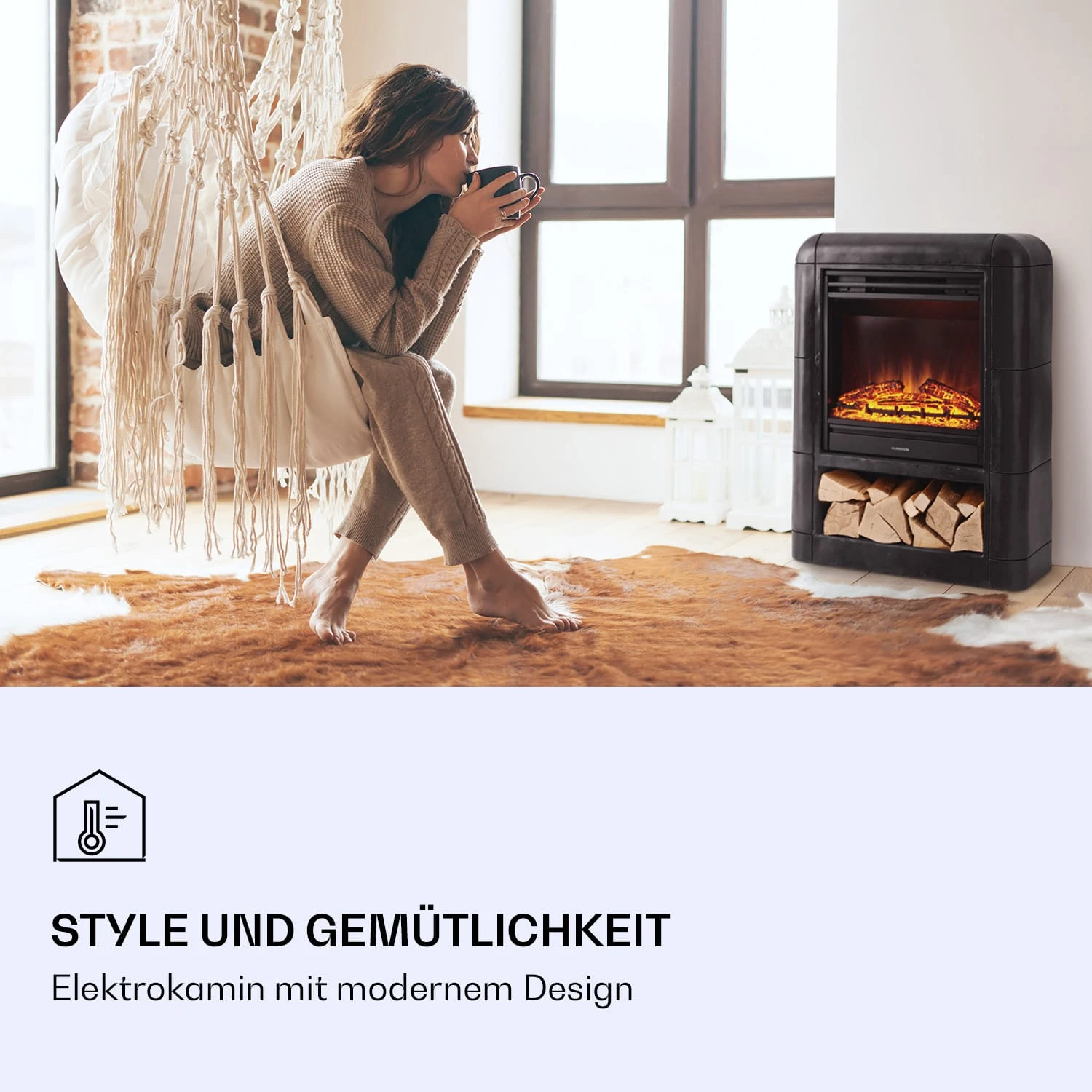 Dukono Elektrokamin 1800 W LED-Flammen Heizlüfter Timer Holzfach 2 Dukono Elektrokamin 1800 W LED-Flammen Heizlüfter Timer Holzfach – Bild 2