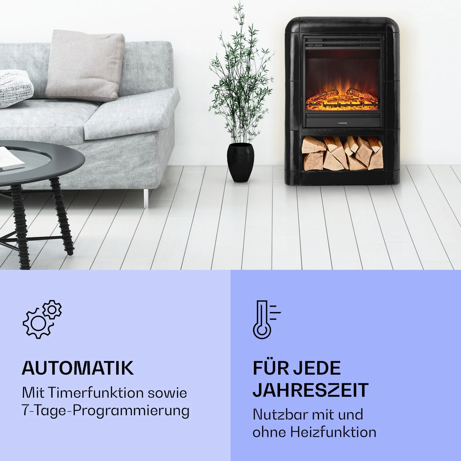 Dukono Elektrokamin 1800 W LED-Flammen Heizlüfter Timer Holzfach 6 Dukono Elektrokamin 1800 W LED-Flammen Heizlüfter Timer Holzfach – Bild 6