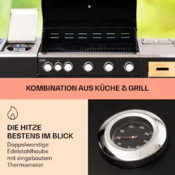 Jersey Outdoor Kitchen Gasgrill Spüle 20,7 KW 5+1 Brenner Mobil -Haushaltsgerätegeschäft 10039854 de 0003 usp