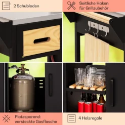 Jersey Outdoor Kitchen Gasgrill Spüle 20,7 KW 5+1 Brenner Mobil -Haushaltsgerätegeschäft 10039854 de 0005 usp