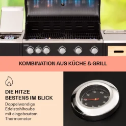 Jersey Outdoor Kitchen Gasgrill 20,7 KW 5+1 Brenner Mobil Regenschutz -Haushaltsgerätegeschäft 10039855 de 0003 usp