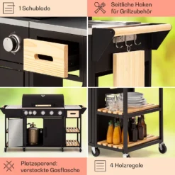 Jersey Outdoor Kitchen Gasgrill 20,7 KW 5+1 Brenner Mobil Regenschutz -Haushaltsgerätegeschäft 10039855 de 0005 usp