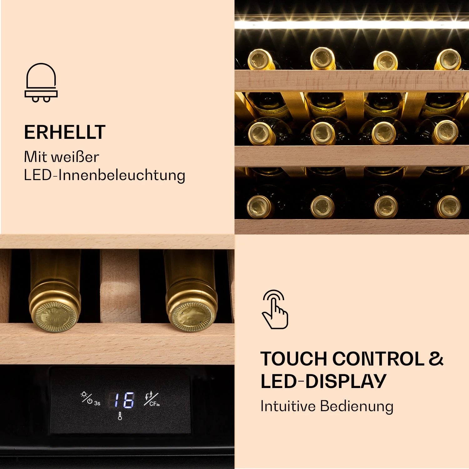 Vinsider 24 Built-In Uno Weinkühlschrank Einbaugerät 1 Zone 24 Flaschen Edelstahl 5 Vinsider 24 Built-In Uno Weinkühlschrank Einbaugerät 1 Zone 24 Flaschen Edelstahl – Bild 5